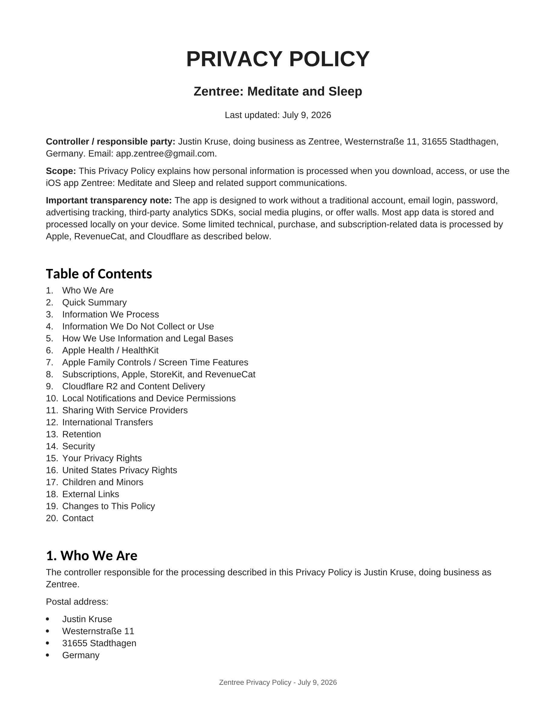 Privacy Policy — page 1